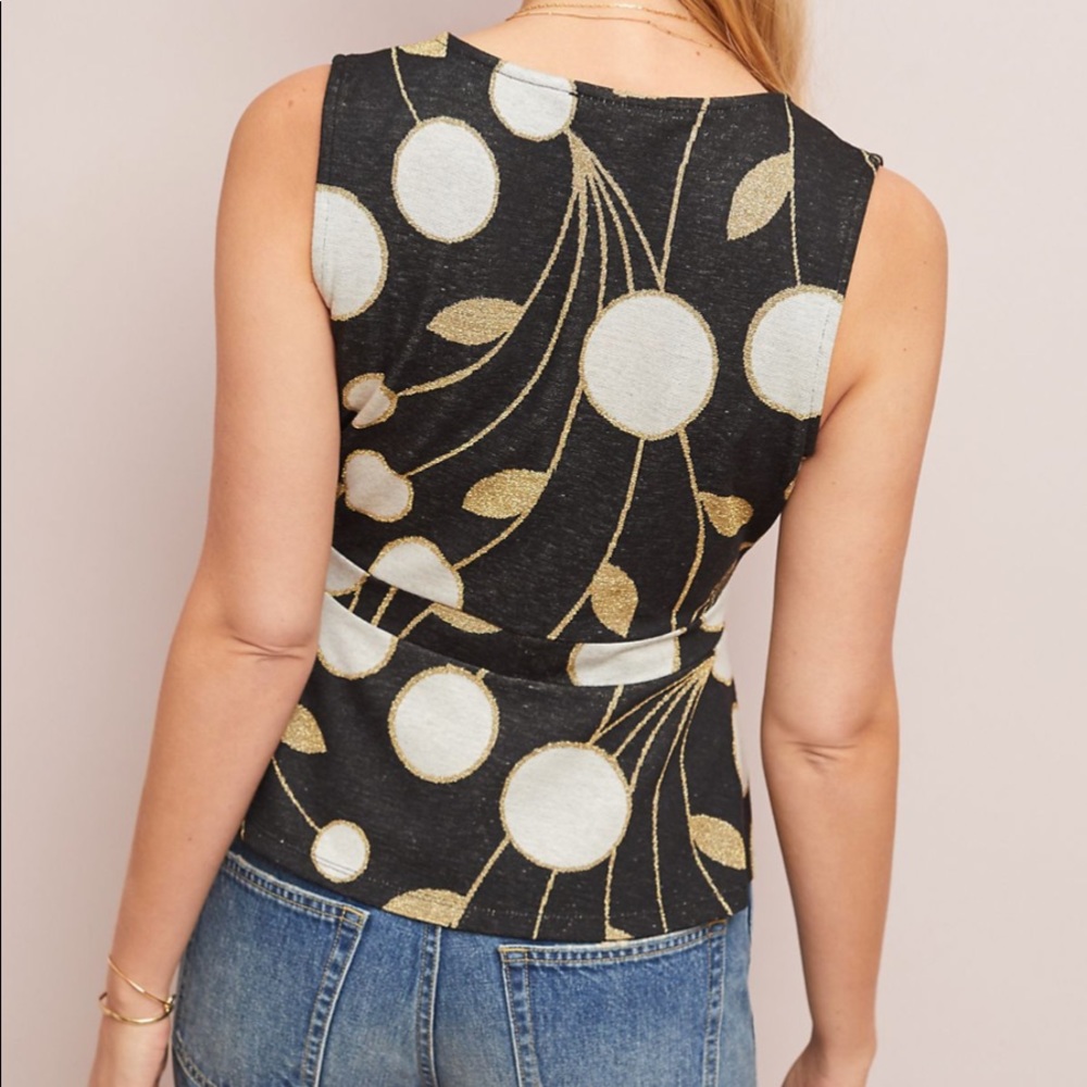 Anthropologie Black and Gold Wrap Top - Picture 17 of 17